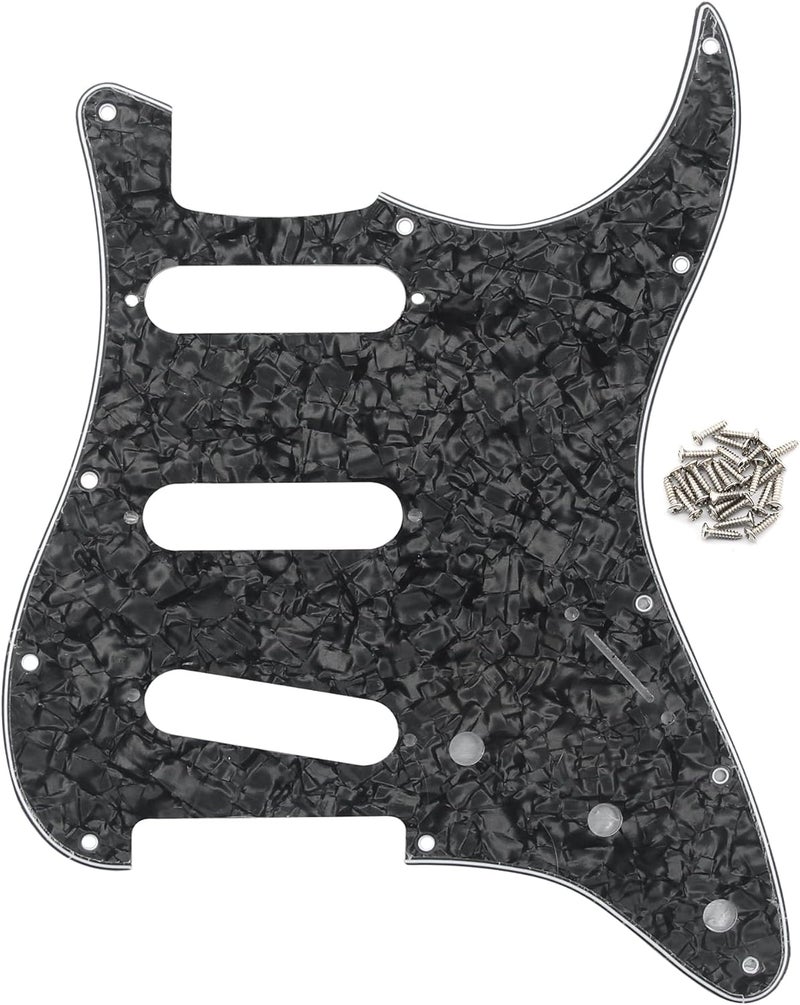 FLEOR 11 Holes ST Style Pickguard SSS Guitar Pickguard Pick Guard Scratchplate with Screws Set,4Ply Black Pearl - Image 1